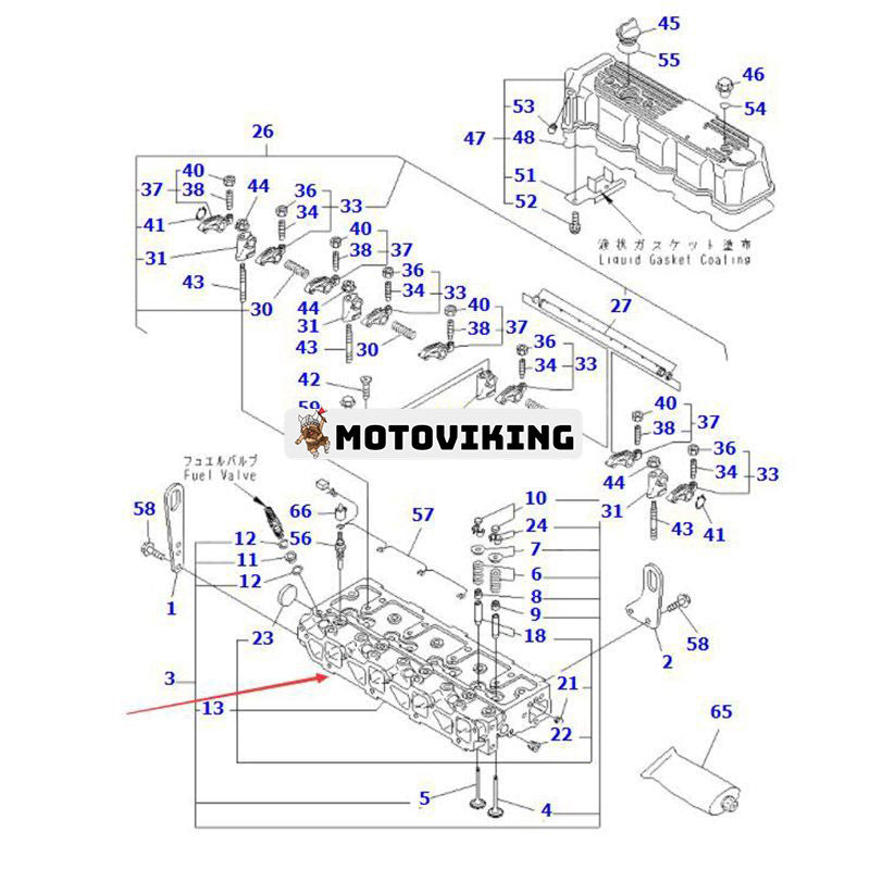 Bar cylinderhuvud YM129931-11000 för Komatsu 4D94LE-1 Yanmar 4TNE98 motor FD20.25.30-16 gaffeltruck