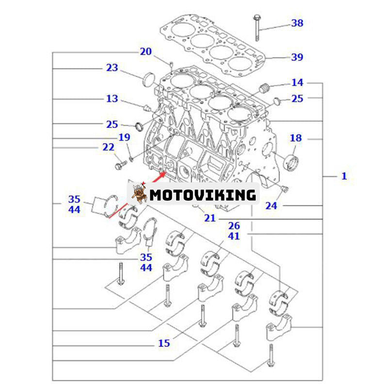 Bar Cylinder Block YM729901-01560 för Komatsu Engine 4D94E-1 Gaffeltruck BX20 FD20-14 FD30-14