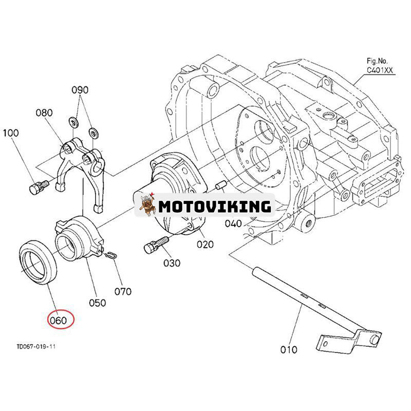 Utlösningslager TC650-26350 för Kubota traktor L4060DT L45 L4600F L4701F MX5200F M7040F MX5100F MX5200DT