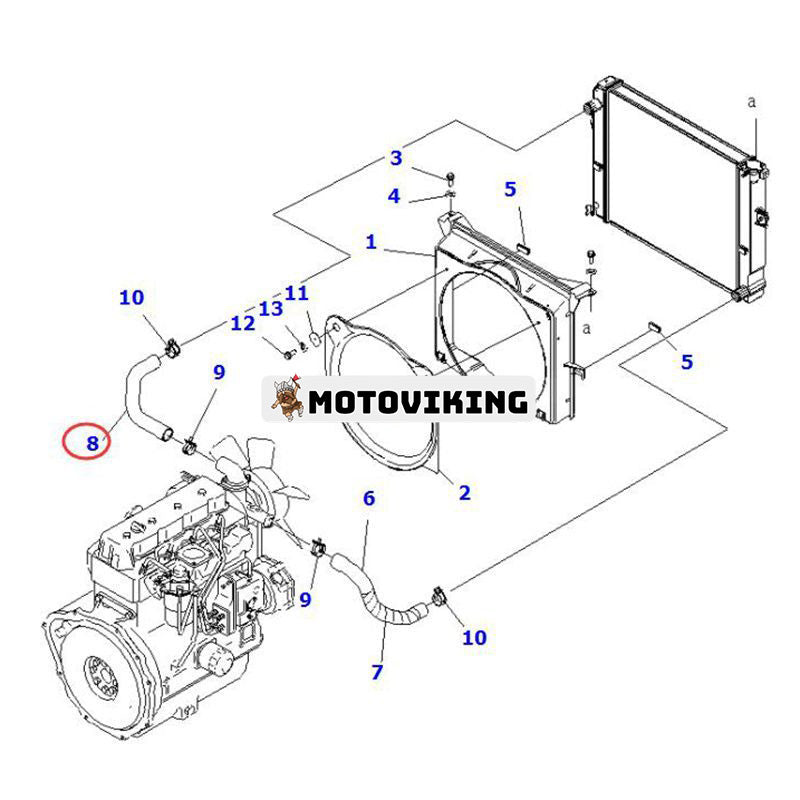 Övre kylarslang 3EB-04-52130 för Komatsu Engine 4D94LE Gaffeltruck FD10-18-20 FD20-16 FD25-17 FD20H-17 FD25N-16 FD30-17