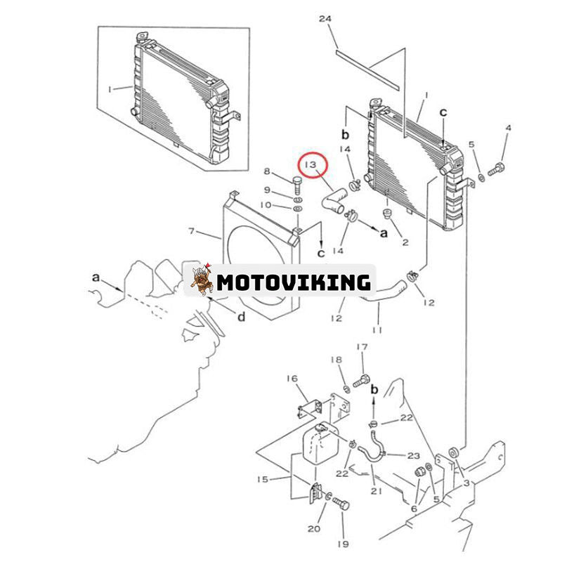 Utloppsvattenslang 3EB-04-23720 för Komatsu Engine 4D95 Gaffeltruck FD20-11 FD30-11 FD23-11 FD28-11 FD25-11