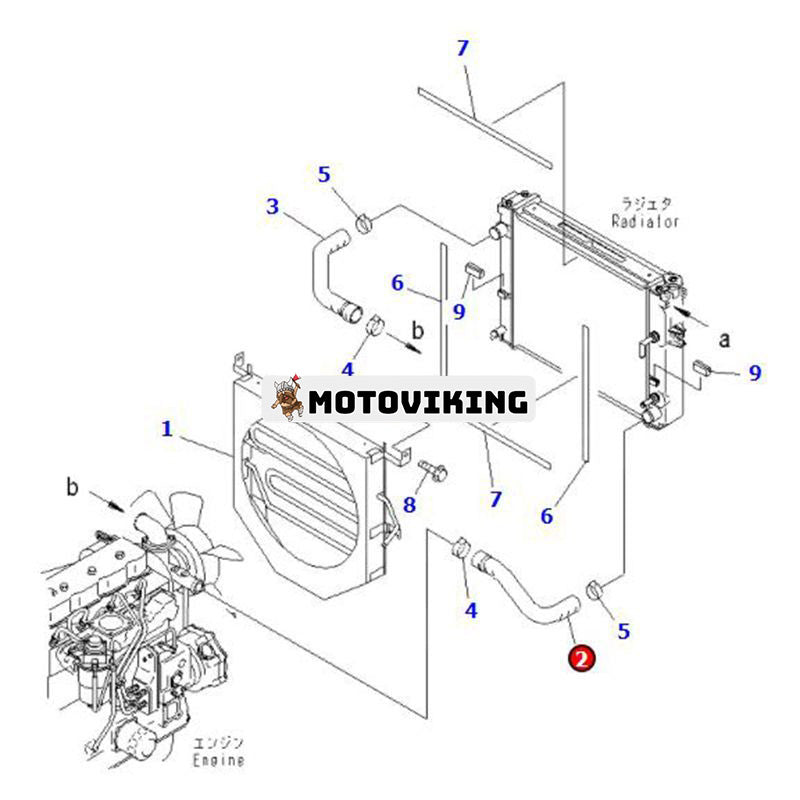 Inloppsvattenslang 3EB-04-32410 för Komatsu Engine 4D94E 4D98E Gaffeltruck FD30H-12 FD30-14 FD30-12 FD20-12 FD10C-17