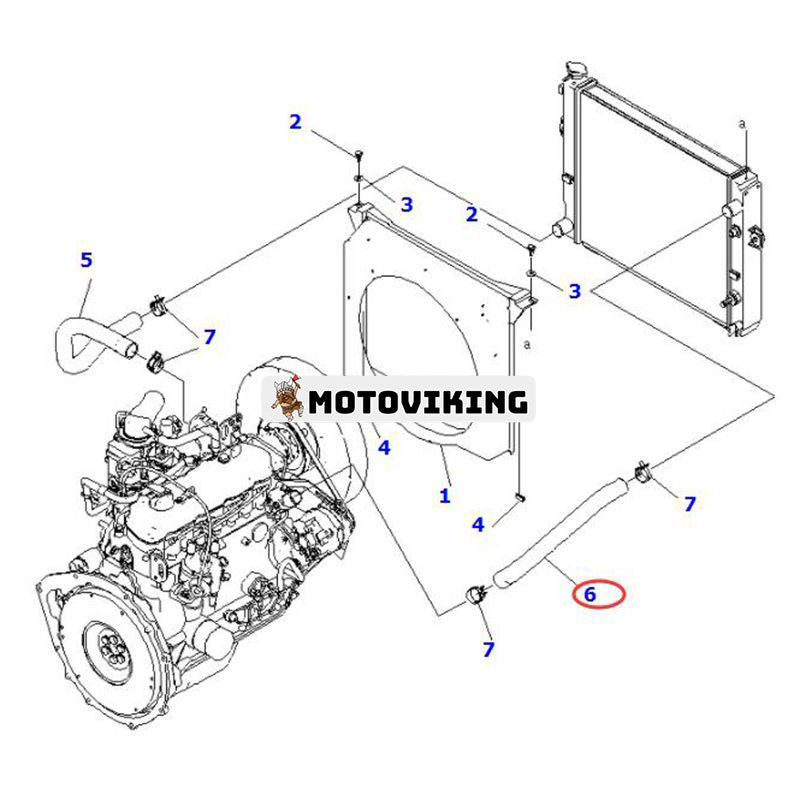 Övre vattenslang 3EB-04-51130 för Komatsu gaffeltruck FG10-18-20 FG20/25-16 FG30N-17-M FG30-17-M FG35A-16-EL FG09-21-M