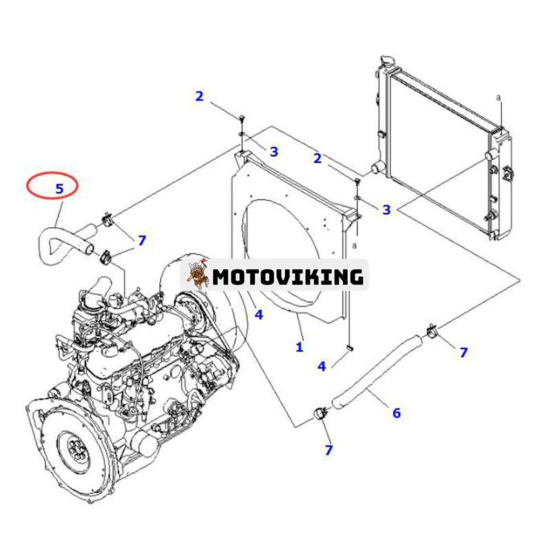 Nedre vattenslang 3EB-04-51120 för Nissan Engine K21 K25 Komatsu gaffeltruck FG30N-16 FG20/25-16