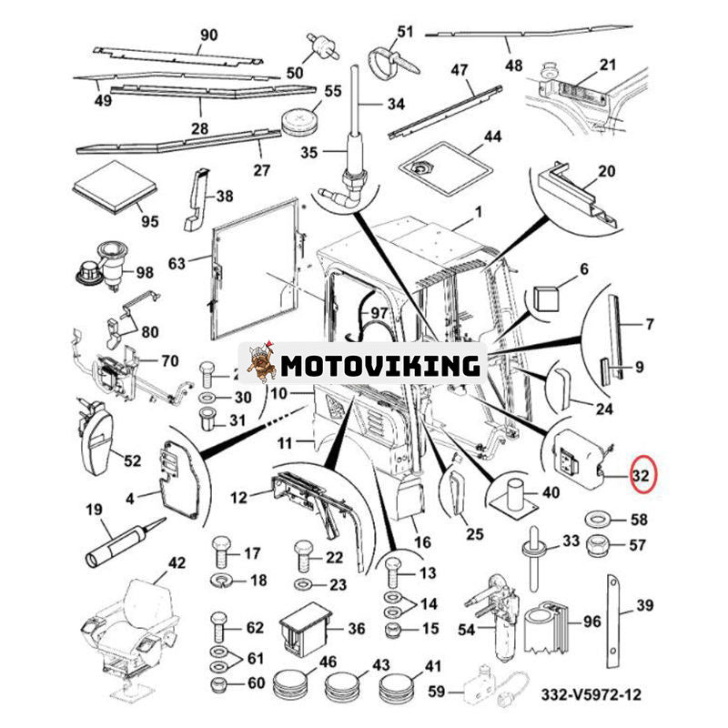 Flaskbricka 331/44573 för JCB Grävlastare 1CX Grävmaskin 48Z-1 8080 8018 8014 8055