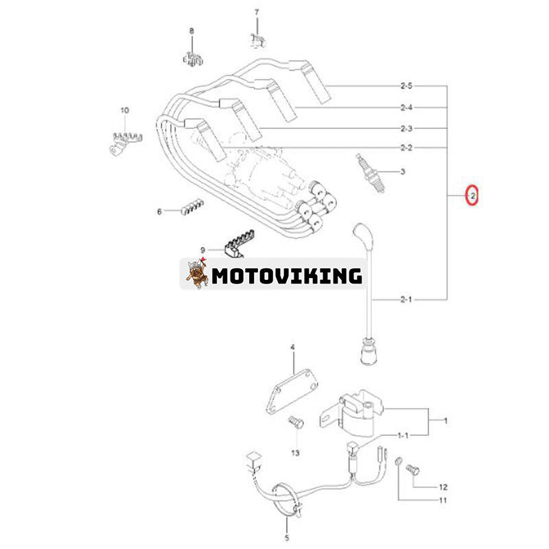 Tändkabelsats MD972748 för Hyundai gaffeltruck HLF15C-3 HLF15-5 HLF20-5 HLF25-5 HLF30-5 HLF30C-5