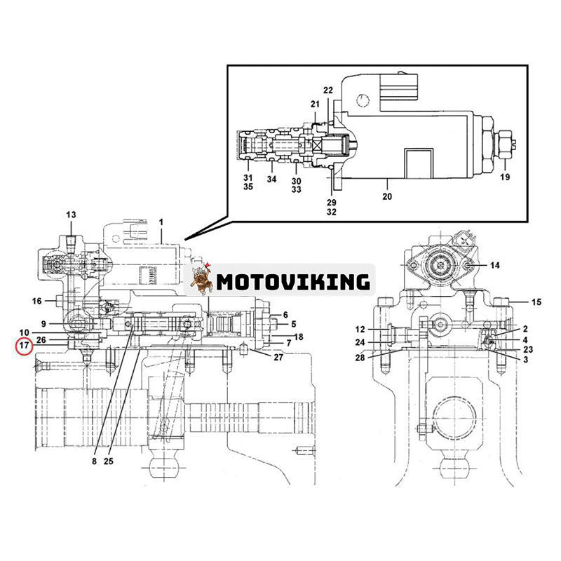 Ventil 14659751 för Volvo Grävmaskin EC300D EC350D EC350E EC380E EC380EHR EC750D EC750E EC950E EW205D