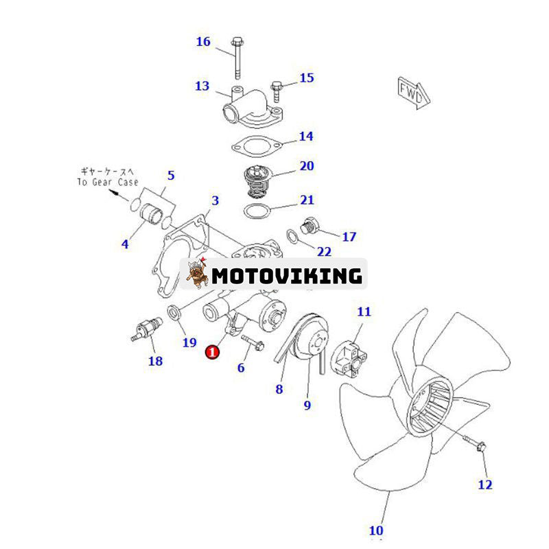 Vattenpump YM11926642100 för Komatsu Engine 2D68E-N3A 2D68E-N3B 3D68E-N3A Grävmaskin PC12R-8 PC15R-8