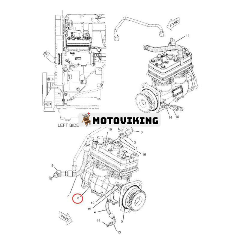 Luftbromskompressor 226-9580 för Caterpillar Engine C15 C18 Petroleumpaket CAT CX31-C15I CX35-P800 TH35-C15I TH35-C15T