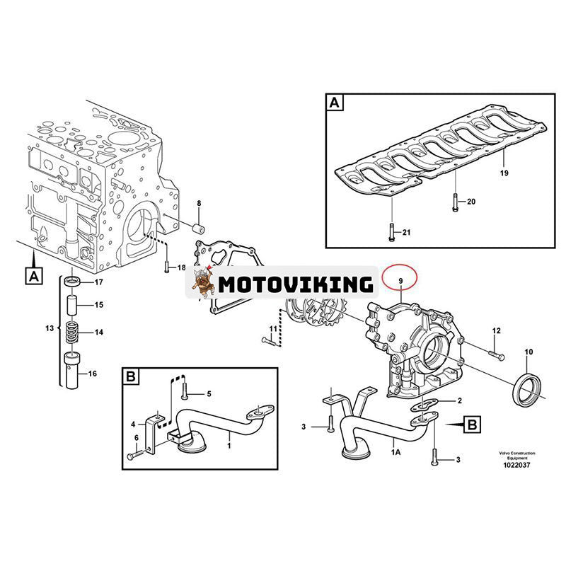 Oljepump VOE21600207 för Volvo Grävmaskin EC240B EC240C EC250D EC290B EC290C EC300D ECR305C