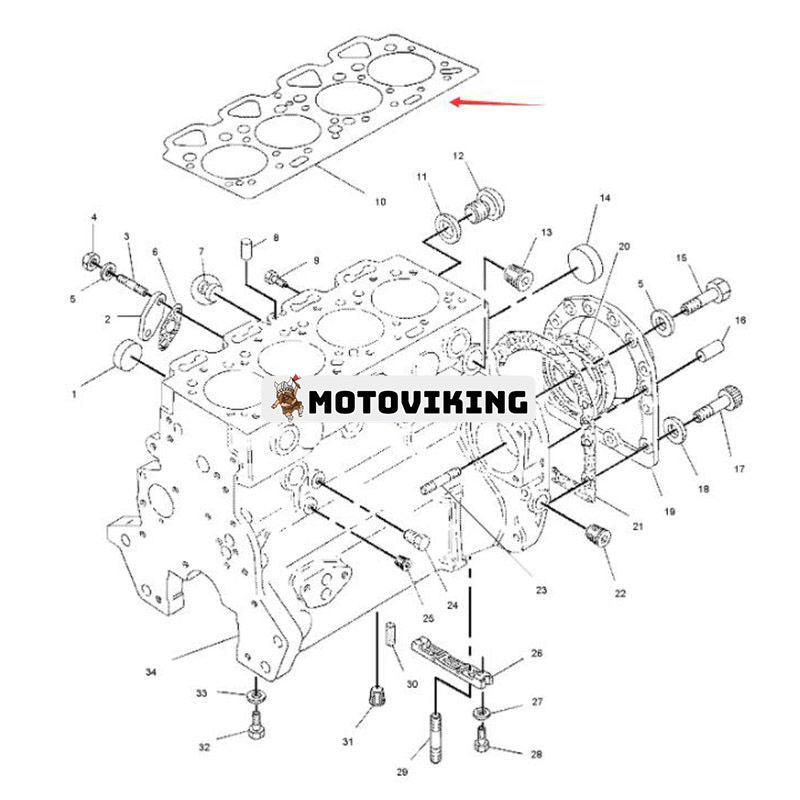 Topplockspackning 1W7879 för Perkins 4.236 Caterpillar CAT 3034 Motor 205 206 212 Grävmaskin