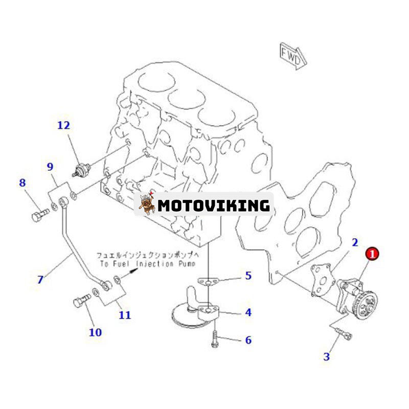 Oljepump YM129150-32000 för Komatsu Engine 3D78-1 3D84-2 3D84E-3 3D84N-2 4D84-2 Lastare SK815-5 SK820-5