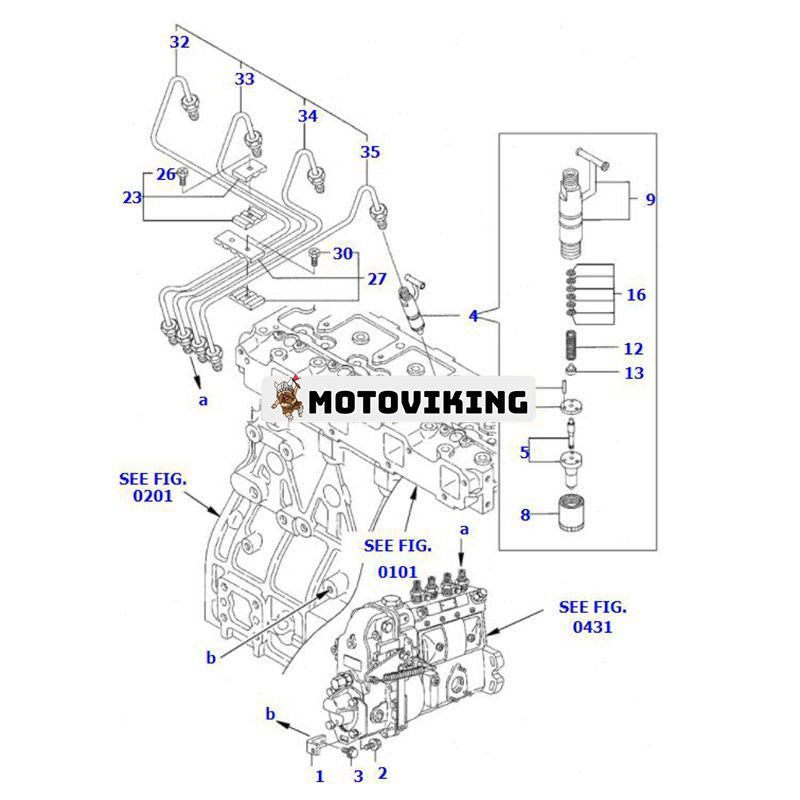 Munstycke YM129902-53050 för Komatsu Grävmaskin PC75-1 PC75R-2 PC75R-2HD PW75-1 PW75R-2 Hjullastare WA75-3