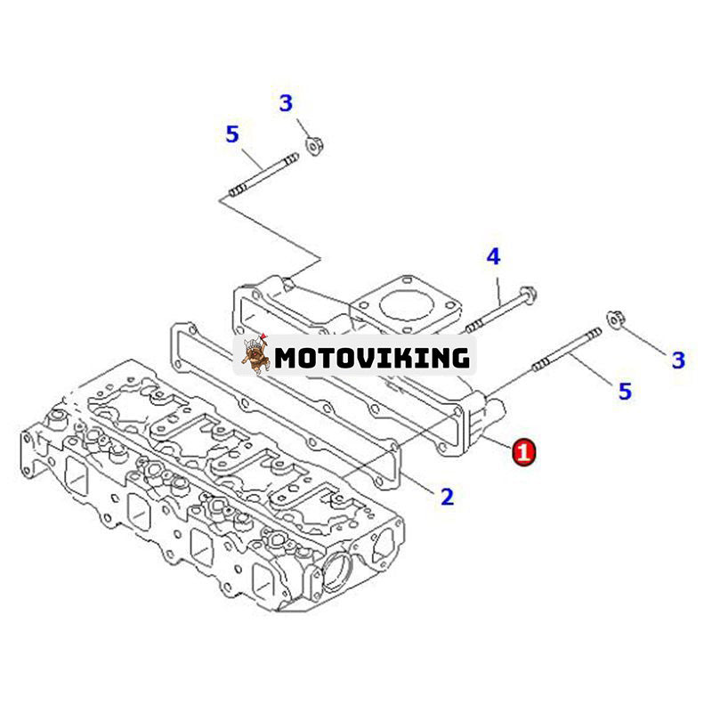 Avgasgrenrör YM129407-13100 för Komatsu Engine 4D84E-3B 4D88E-3B Grävmaskin PC45R-8 Minilastare K07J-2 SK714-5 SK815-5 SK818-5