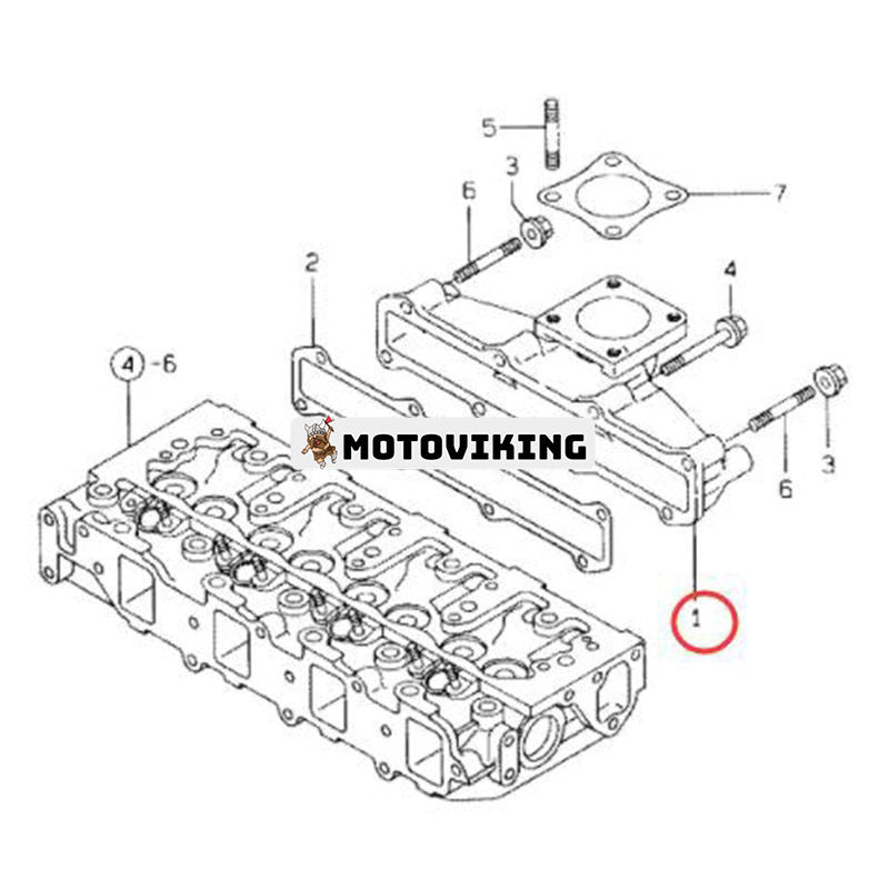 Avgasgrenrör 129407-13100 för Hyundai minilastare HSL610