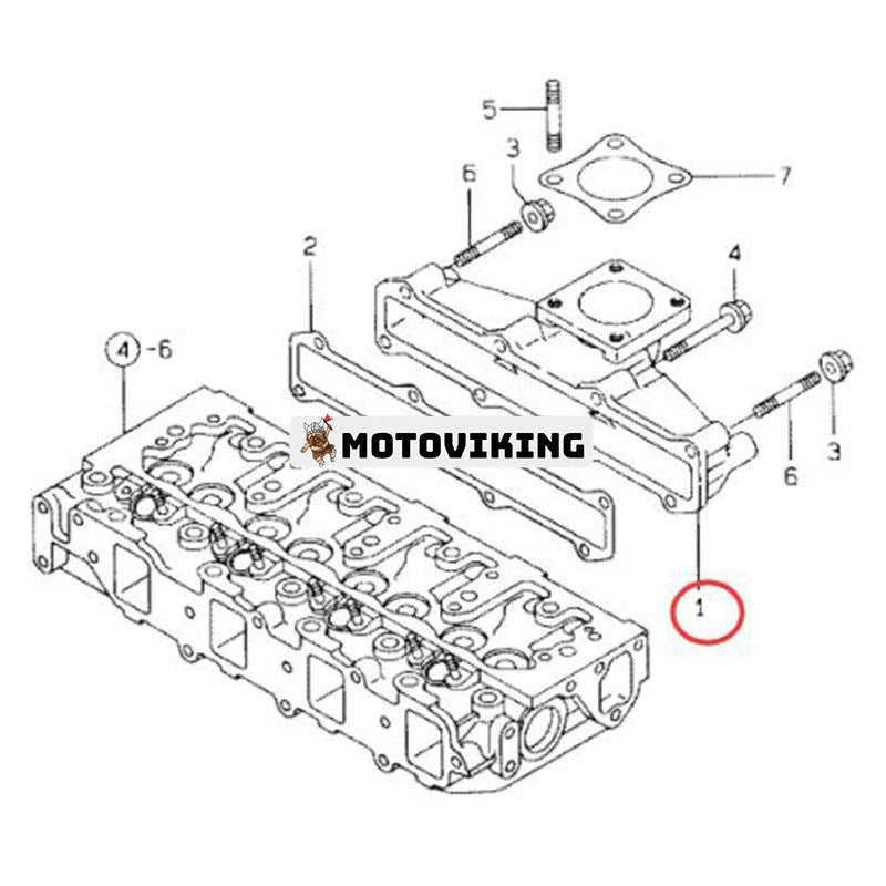 Avgasgrenrör 129407-13100 för Yanmar Engine 4TNE84 4TNE88 TK486 TK486E TK486V TK482 TK482E