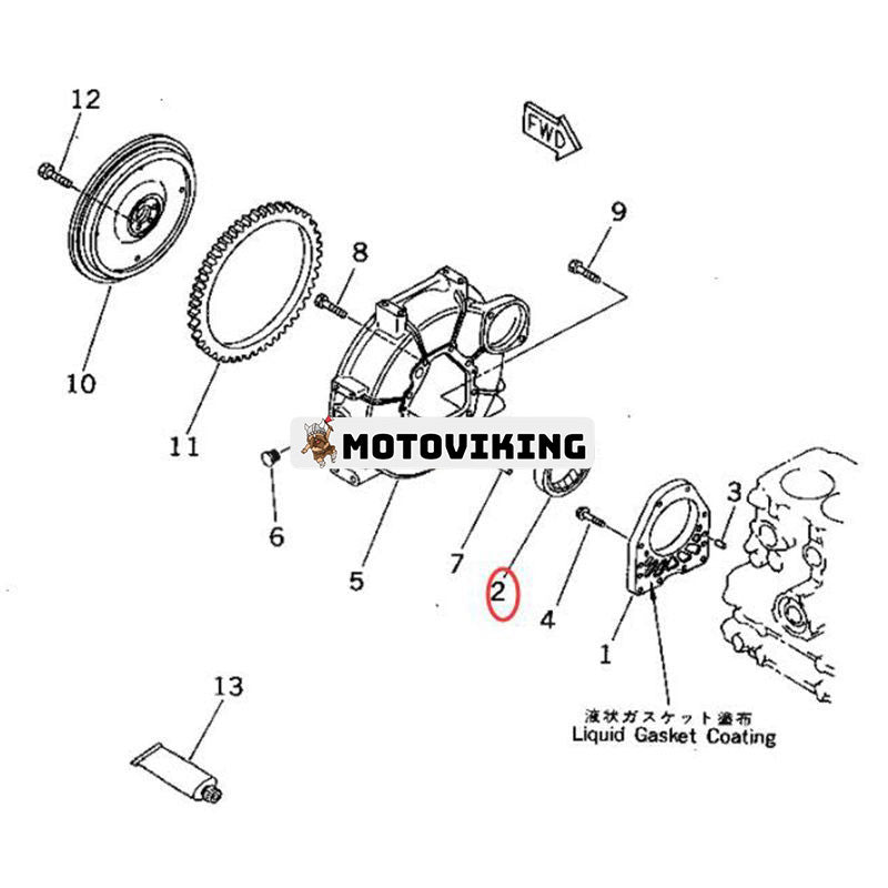 Bakre tätning YM124085-02220 för Komatsu Engine 2D68E-3 3D72-1 3D74E-3 3D76E-6 Grävmaskin PC12R-8 PC15R-8 PC20MR-2 PC26MR-3