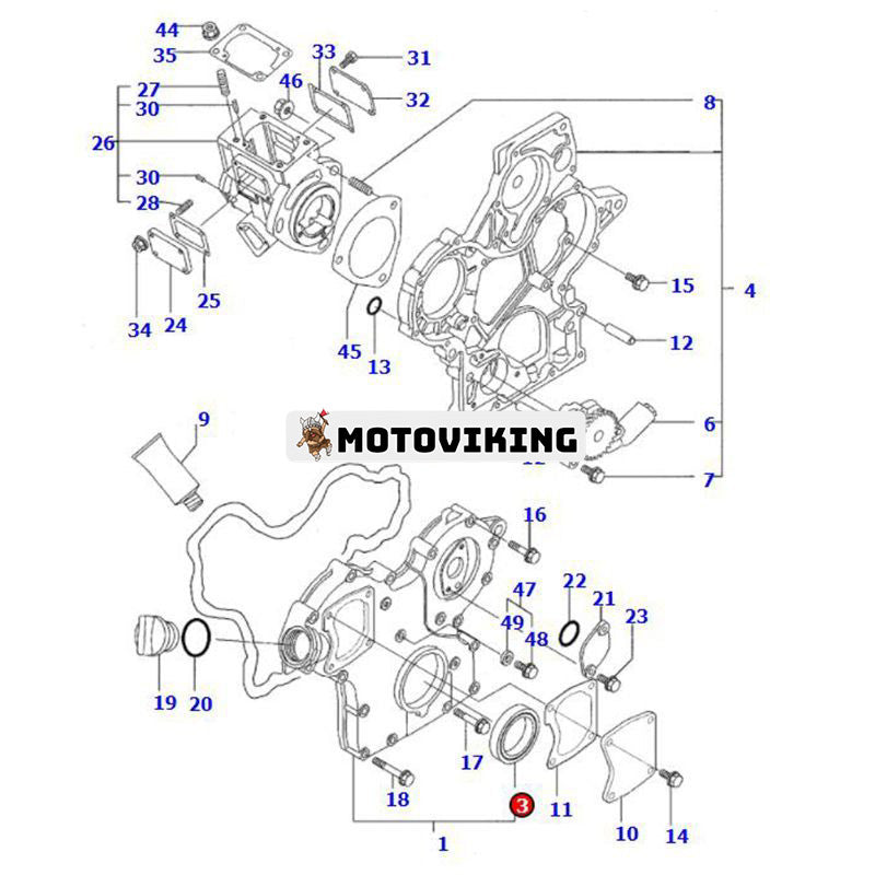 Framtätning YM119620-01800 för Komatsu Engine 3D68E-3 3D72-2 3D74E-3 Grävmaskin PC12R-8 PC15R-8 PC20MR-2 PC26MR-3