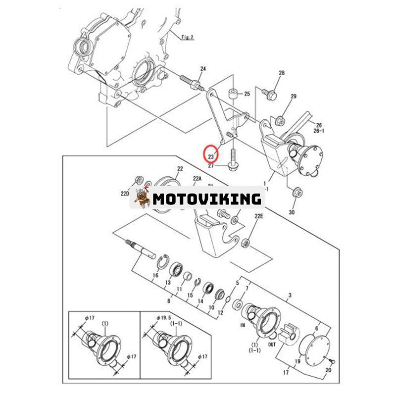 Pumpfäste 128990-42160 för Yanmar Engine 3YM30