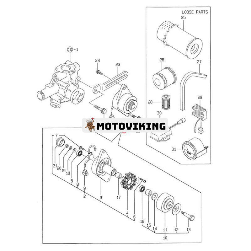 Generator 119663-77200 för Yanmar Engine 2TNE65 2TNE68 Doosan Daewoo grävmaskin SOLAR 010