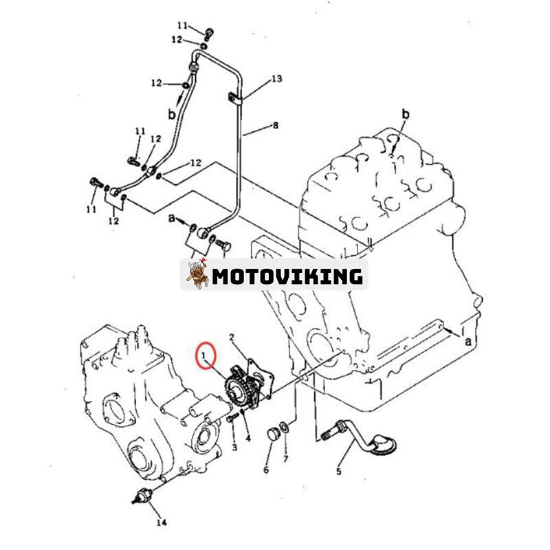 Oljepump YM129350-32090 för Komatsu Engine 3D72-1 3D75-1A 3D84-1H