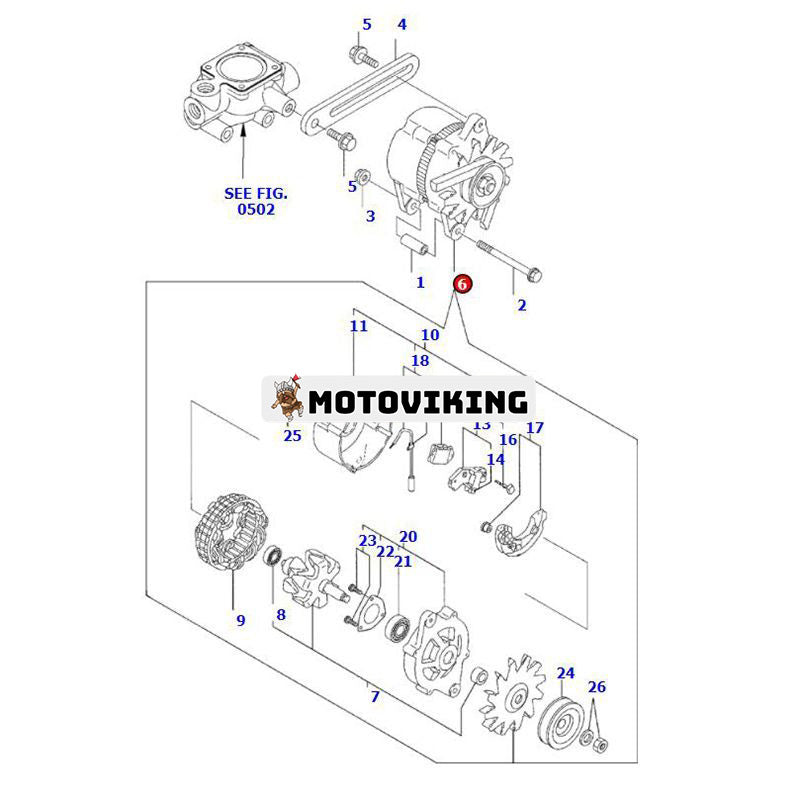 12V 60A Generator YM129900-77210 för Komatsu Engine 4D92E-1 4D94E-1 4D98E-1 Grävmaskin PC75-1 PW75-1 PW75R-2