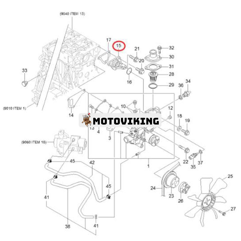 Vattenpumpskarv 129004-42040 för Hyundai grävmaskin R35Z-7 R35Z-7A R35Z-9 R35Z-9A