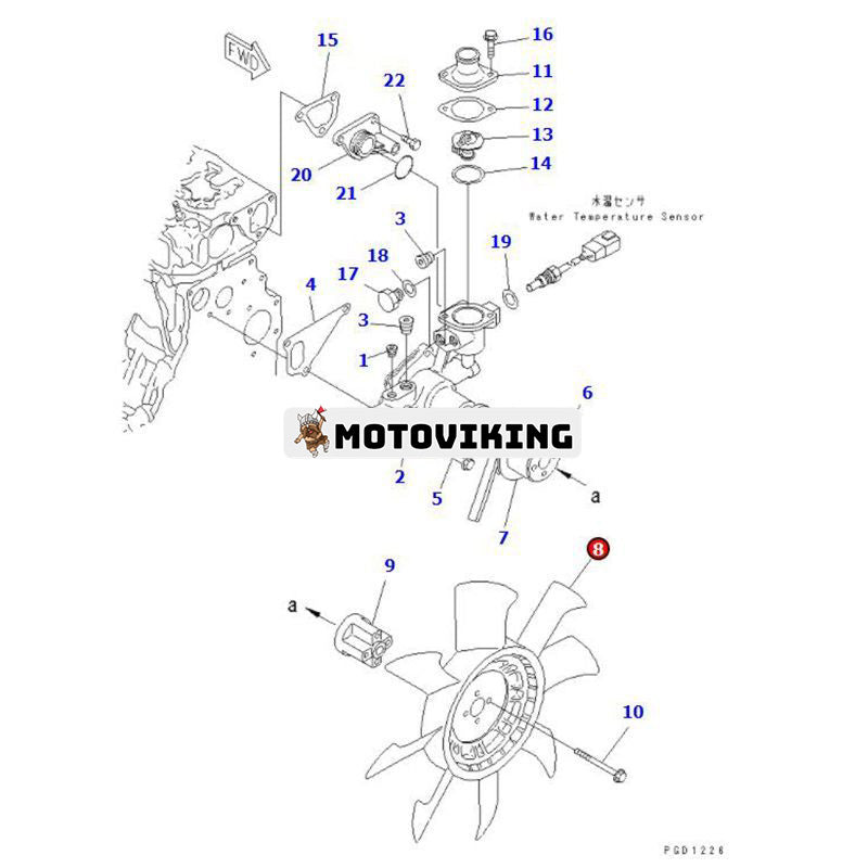 Fläkt YM129436-44740 för Komatsu Engine 3D84E-3F 4D88E-3D Grävmaskin PC35R-8 PC45MR-3 PC50MR-2 PC55MR-3