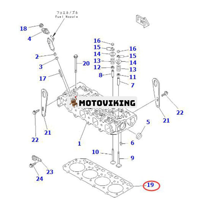 Cylinderhuvudspackning YM129408-01330 för Komatsu 4D84E 4D84E-3 S4D84E Motor PC40-7 PC40R-8 PC45-1 PC45R-8