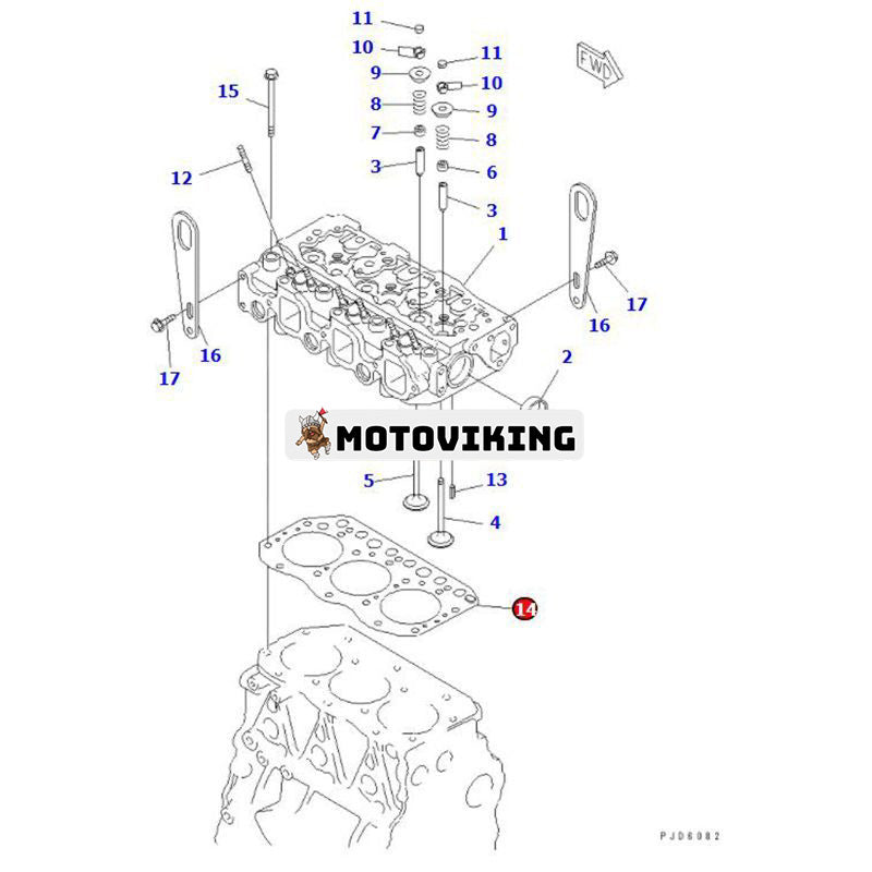 Topplockspackning YM119818-01330 för Komatsu Engine 3D78AE-3 Grävmaskin PC20R-8 PC27R-8