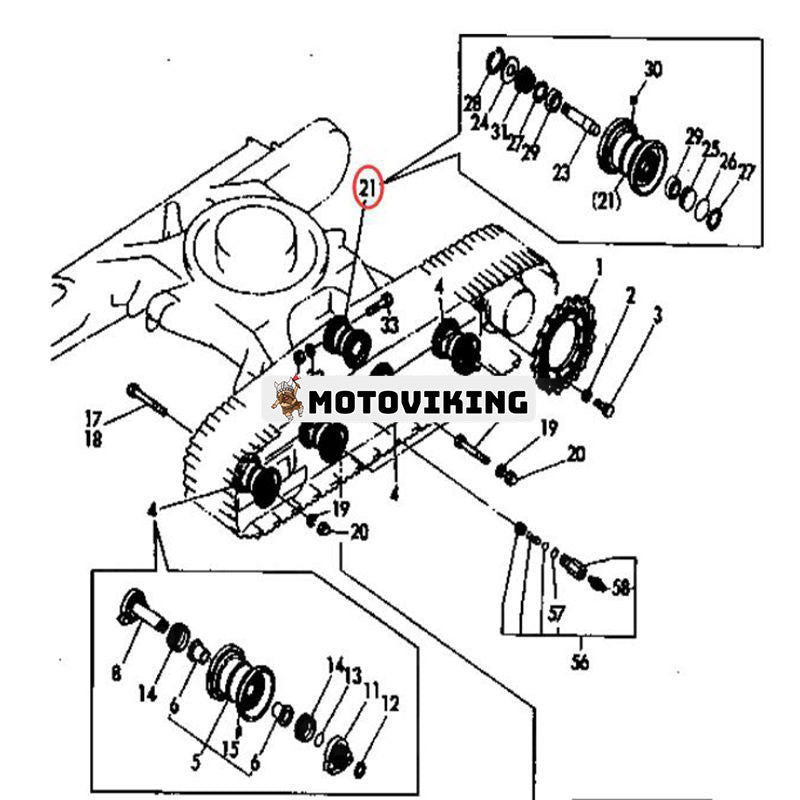 Bärrulle YM772147-37500 för Komatsu grävmaskin PC50FR-1