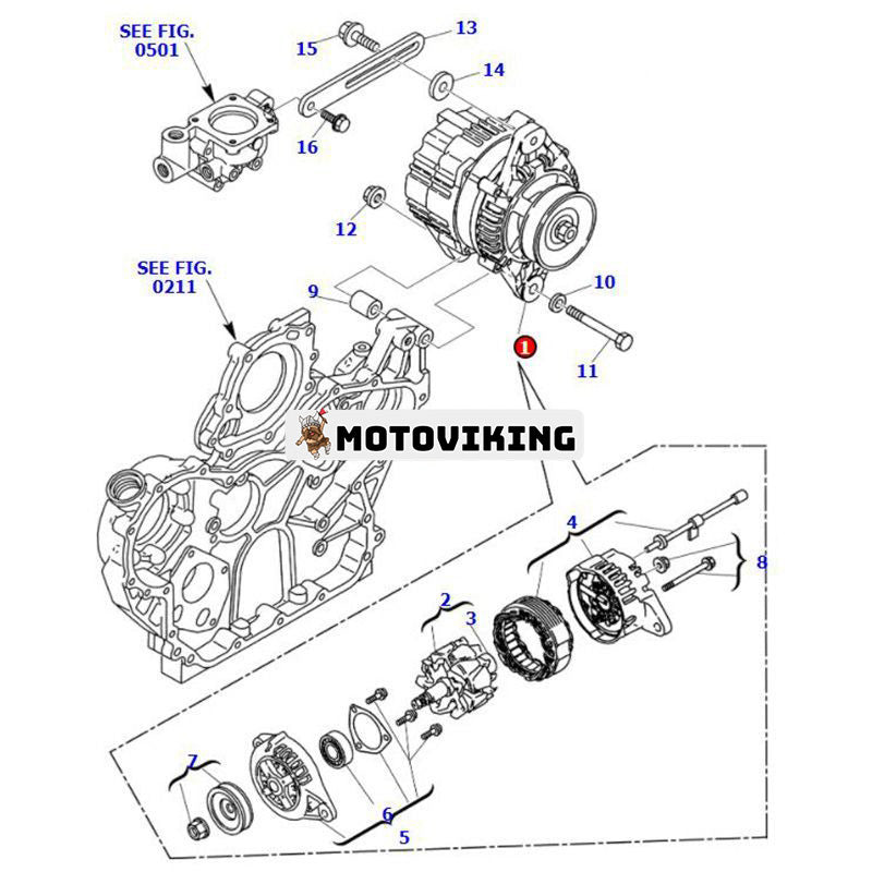 12V 80A Generator YM123910-77210 för Komatsu Grävmaskin PC110R PC80MR PC95R Hjullastare WA115 WA90 WA95-3