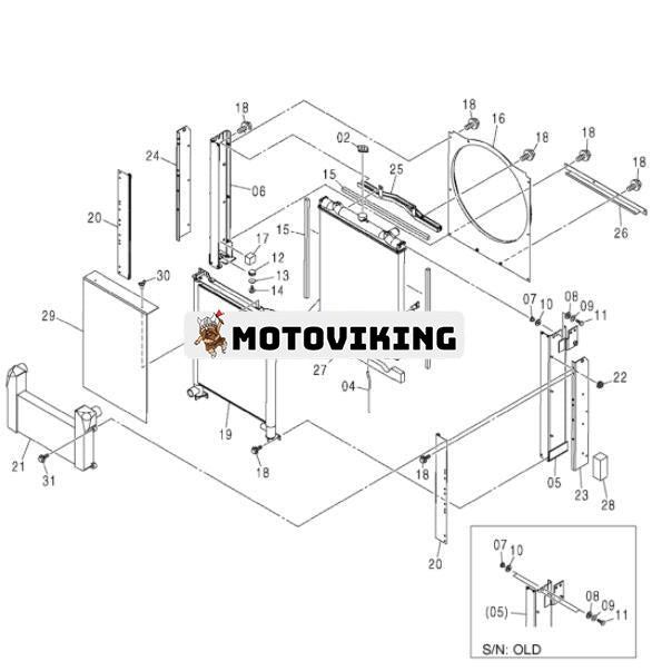 Kylare 4421864 för Hitachi Grävmaskin ZX120 ZX130H ZX135US