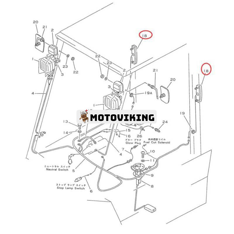 1 st baklykta 37A-1AE-1010 för Komatsu gaffeltruck FD10D-15 FD14-15 FD18D-15 FD23-11 FG14D-15 FG20-11 FG28-11 FG30-11