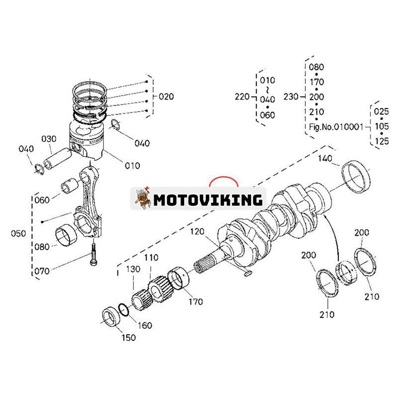 Vevaxel för Kubota Engine D905 Zero Turn Mower ZD326P ZD326S