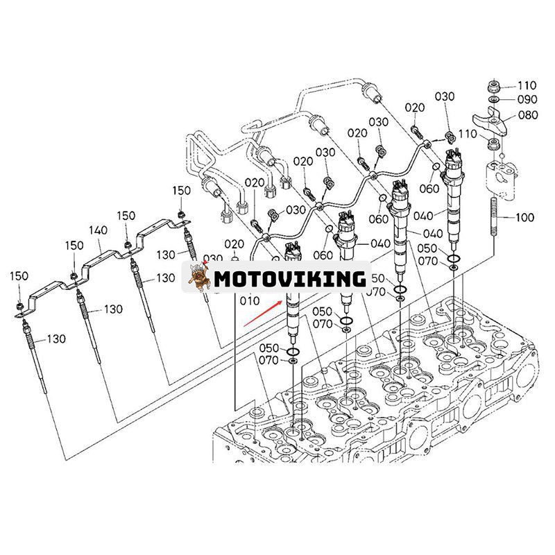 Bränsleinsprutare 1G410-53050 095000-7510 för Kubota Engine V6108 Traktor M126XDC M126XDTPC M135XDC M135XDCS M7-serien