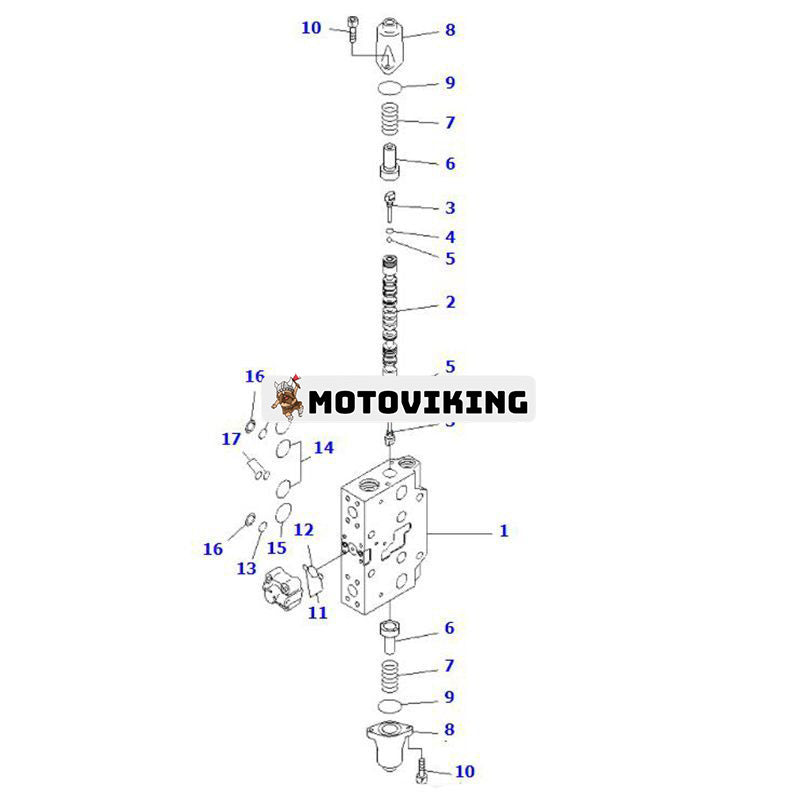 Hydraulventil för Komatsu grävmaskin PC200-7 PC220-7 PC228US-3 PC230-7-AA PC220LC-7L