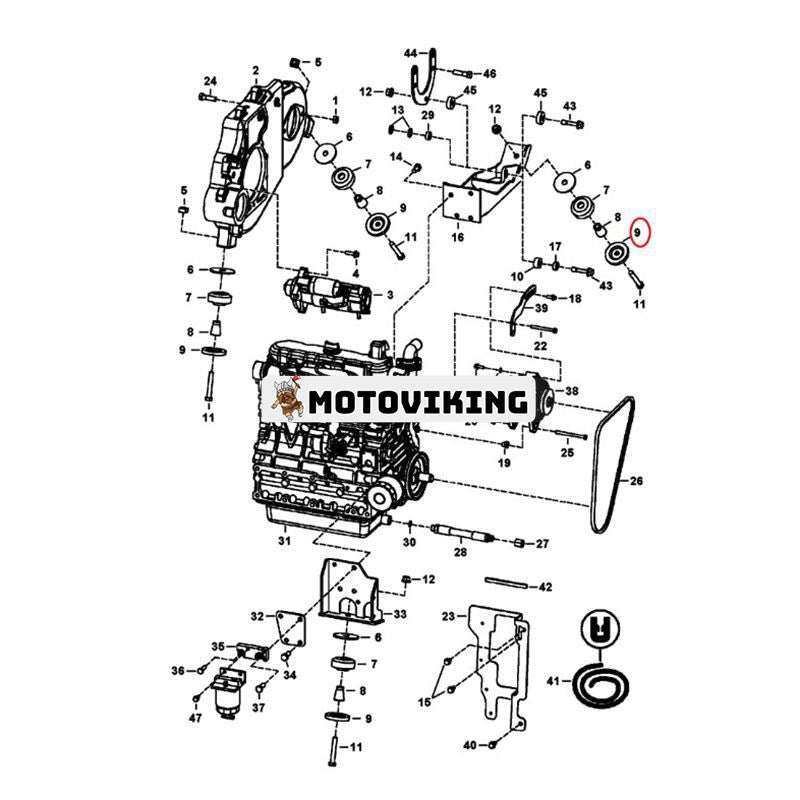 4 ST Motormonterad bricka 6661787 för Bobcat A220 A300 325 435 653 751 773 853 883 S130 S160 S220 S250 T180 T200