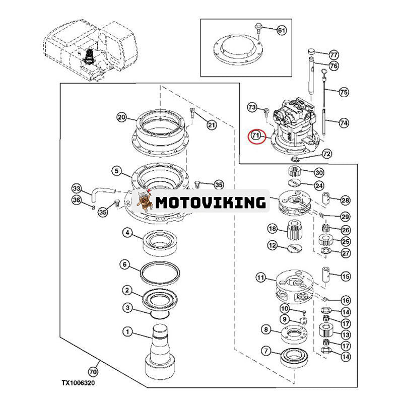 Svängmotor 4398514 för Hitachi Grävmaskin ZX200 ZX210H ZX210K ZX210W ZX225US ZX225USR ZX240 ZAXIS200F ZAXIS210W