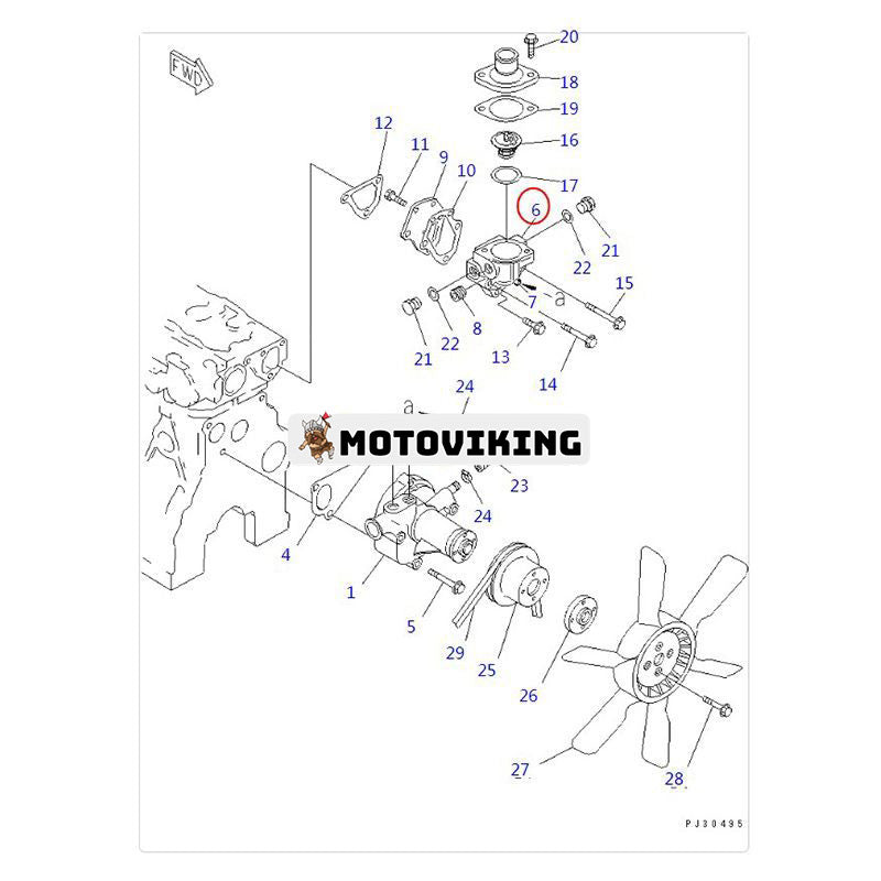 Termostathus YM129100-49800 för Komatsu Engine 3D78-1 3D84-2 3D84E-3 3D84N-2 3D88E-3 4D84-2 4D84E-3 4D88E-3