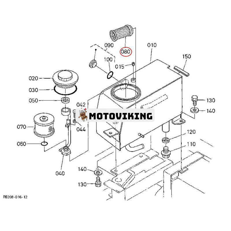 Hydrauliskt sugfilter 68191-62180 för Kubota grävmaskin KX36(H) KX41-2 KX41H