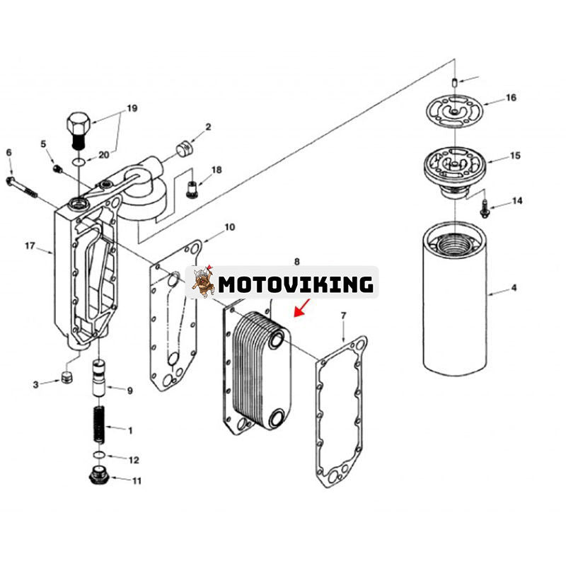 Oljekylare 3918175 för Volvo Grävmaskin EC240 EC290