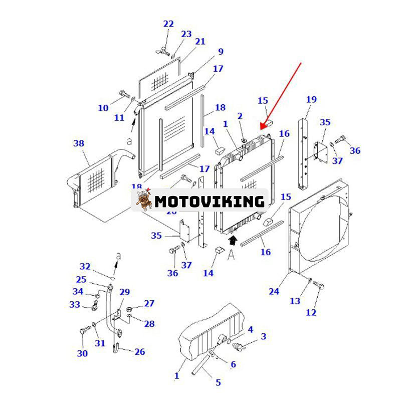 Vattentankkylare 207-03-61310 för Komatsu grävmaskin PC300-6 PC350-6 PC350LC-6Z PC340LC-6K-J PC380LC-6K