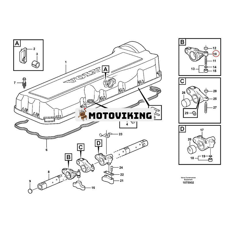 Vipparm VOE21881494 för Volvo TAD1140-42VE D9A2A D11B1-A Penta Engine A25G A25F A30F A30G