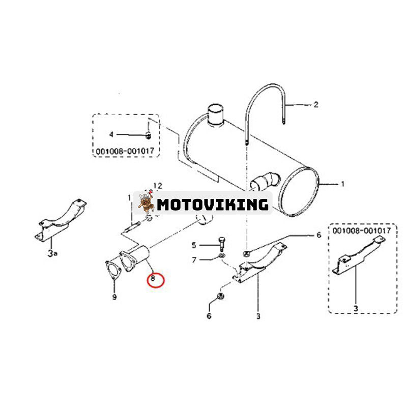 Ljuddämparrör 1R-7369 för Mitsubishi Engine S4K-T Caterpillar CAT Grävmaskin E120B E110B