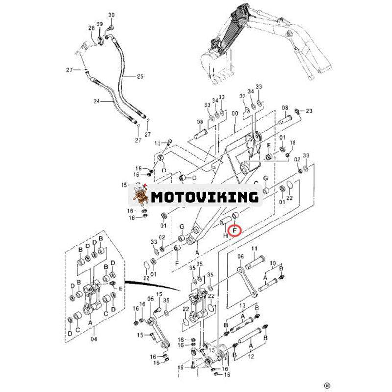 Armbussning 4355876 för Hitachi grävmaskin EX220-5 EX230-5 ZX300W ZX350W