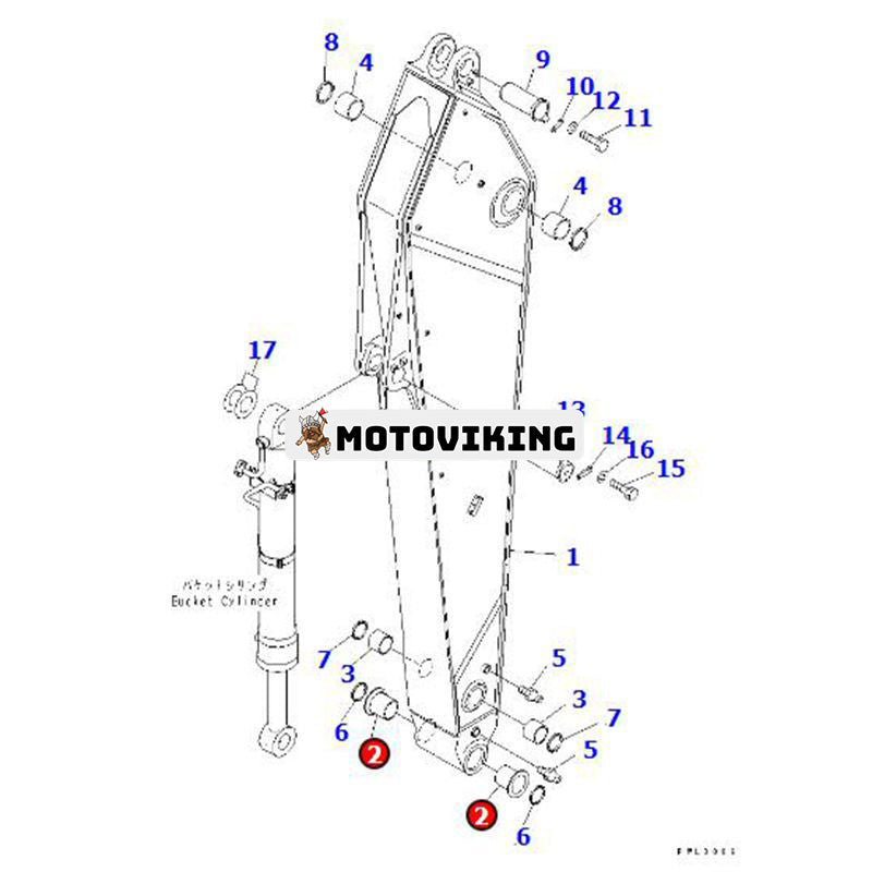 2 ST Armhylslagerbussning 209-70-52141 för Komatsu grävmaskin PC400-7 PC600-6 PC600-8