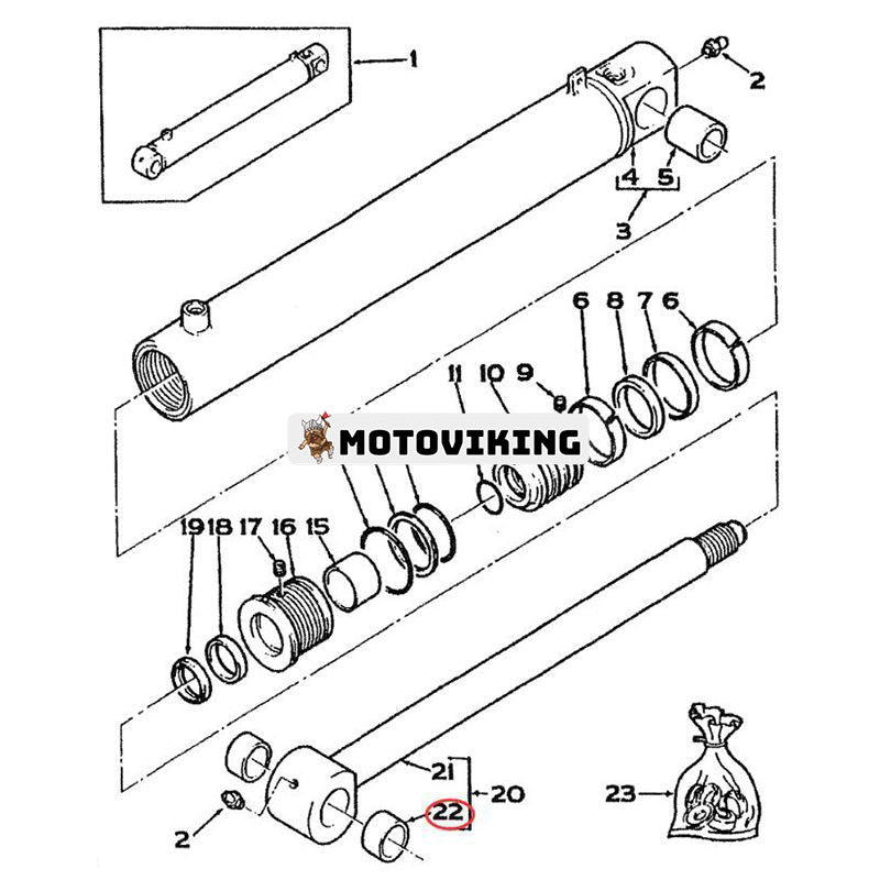 Lyftcylinderbussning 3623323M1 för Kobelco Grävlastare 700 800 900