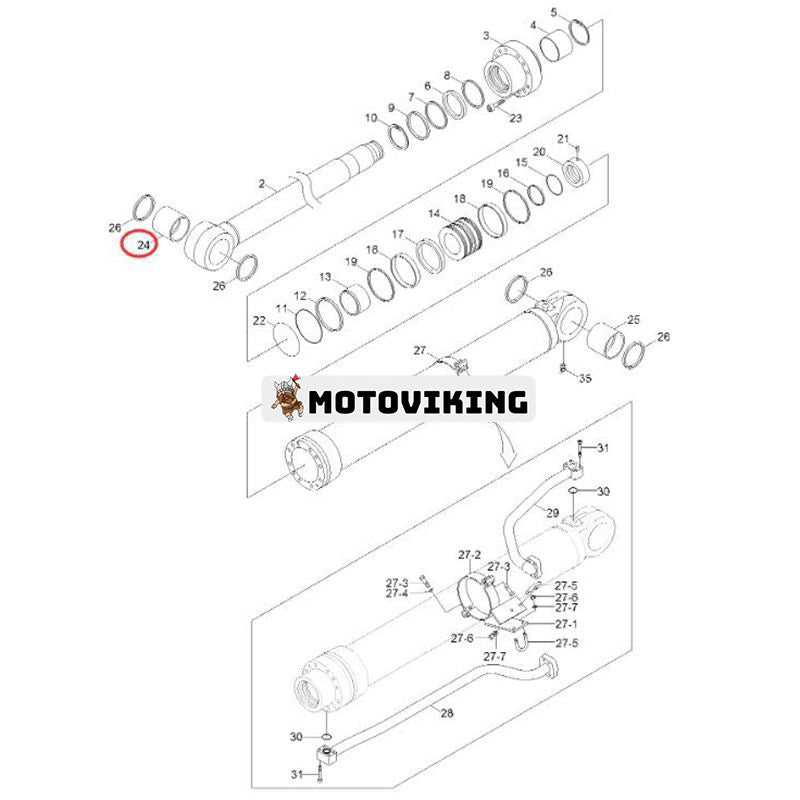 Bomcylinderbussning 61Q6-97920 för Hyundai grävmaskin R480LC-9 R480LC-9S R520LC-9 R520LC-9S