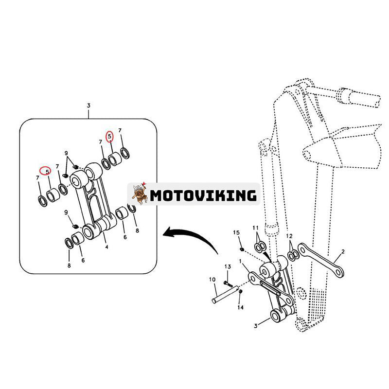 1 st Vevstångsbussning VOE14522492 för Volvo grävmaskin EC700B EC700BHR EC700C EC700CHR EC750D EC750E